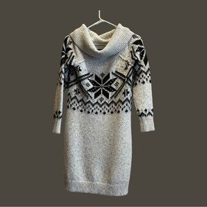 Abercrombie & Fitch Nordic Fair Isle Chunky Cowl Neck Sweater Dress. Size: M